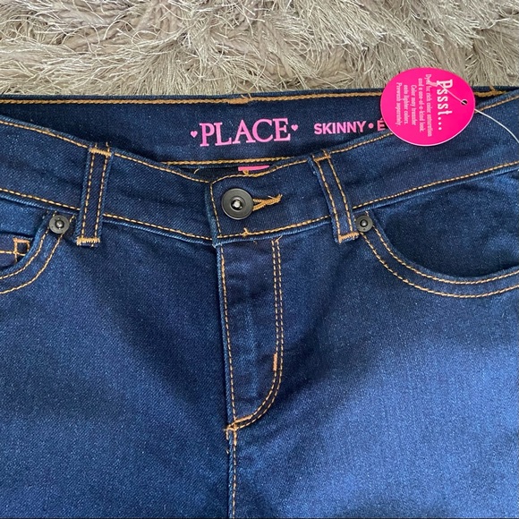 Children Place girls skinny, zip fly with button denim blue jeans. Size 10. NWT. - Picture 3 of 11